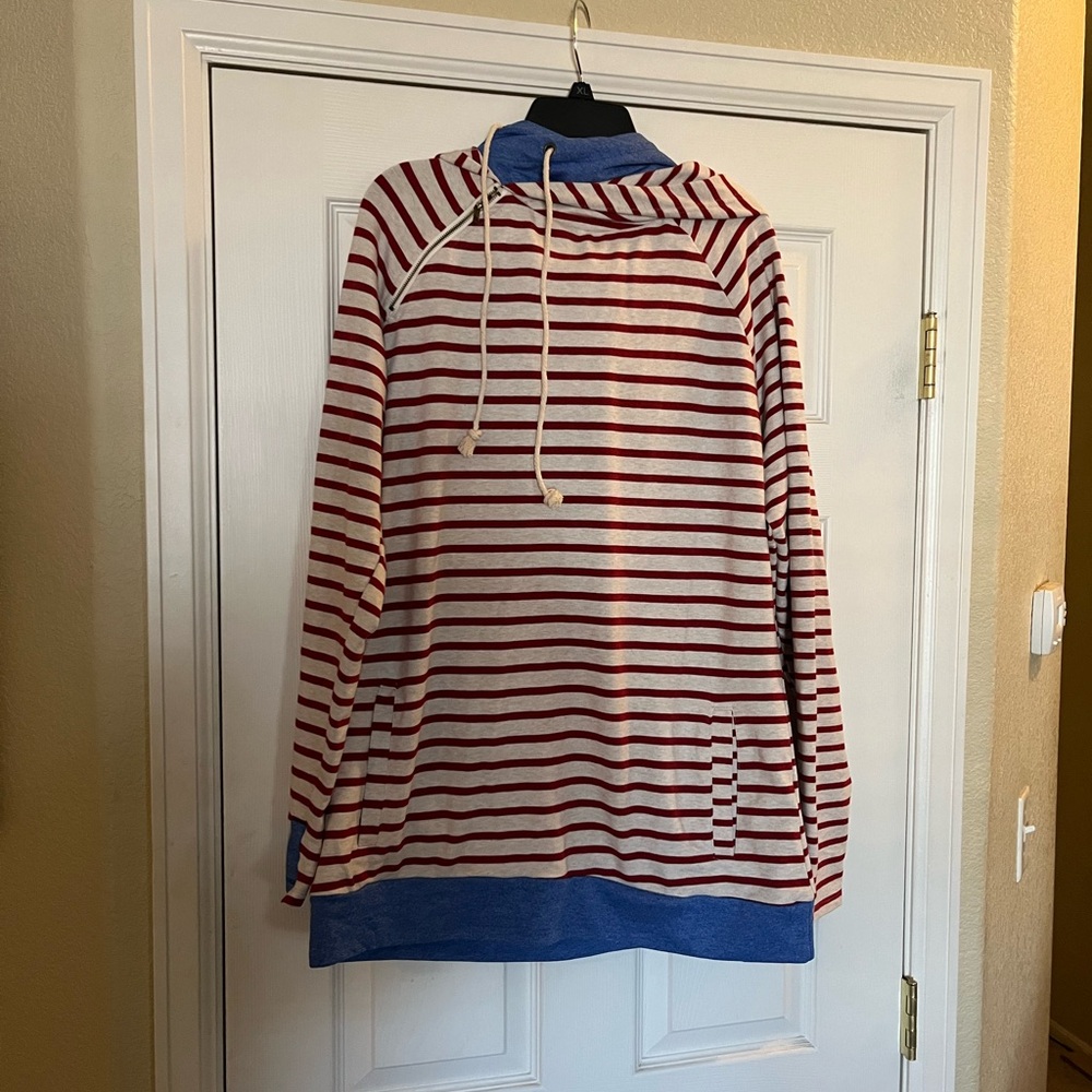 Striped Red and Blue Hoodie